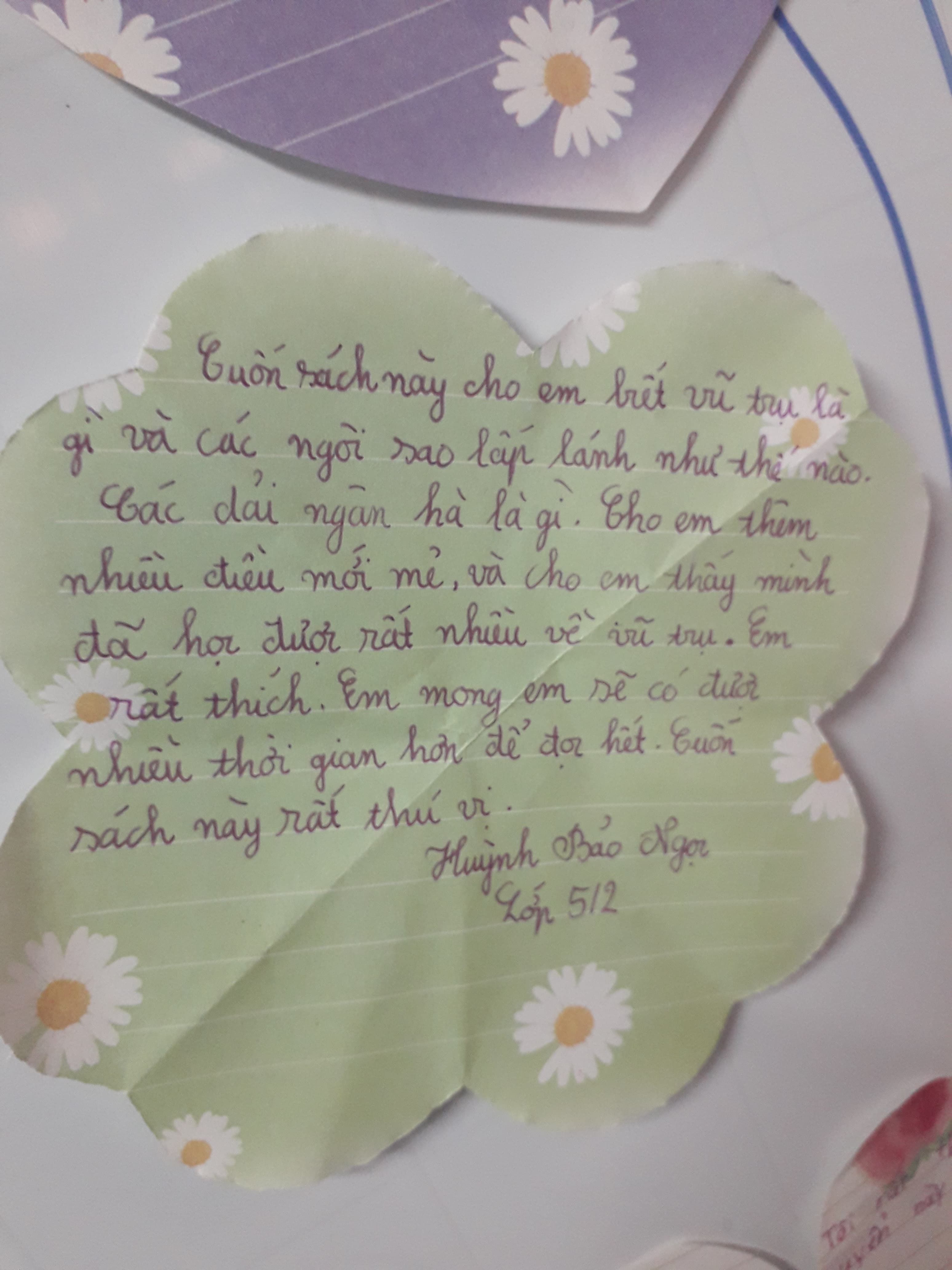Student handwritten reflection 5