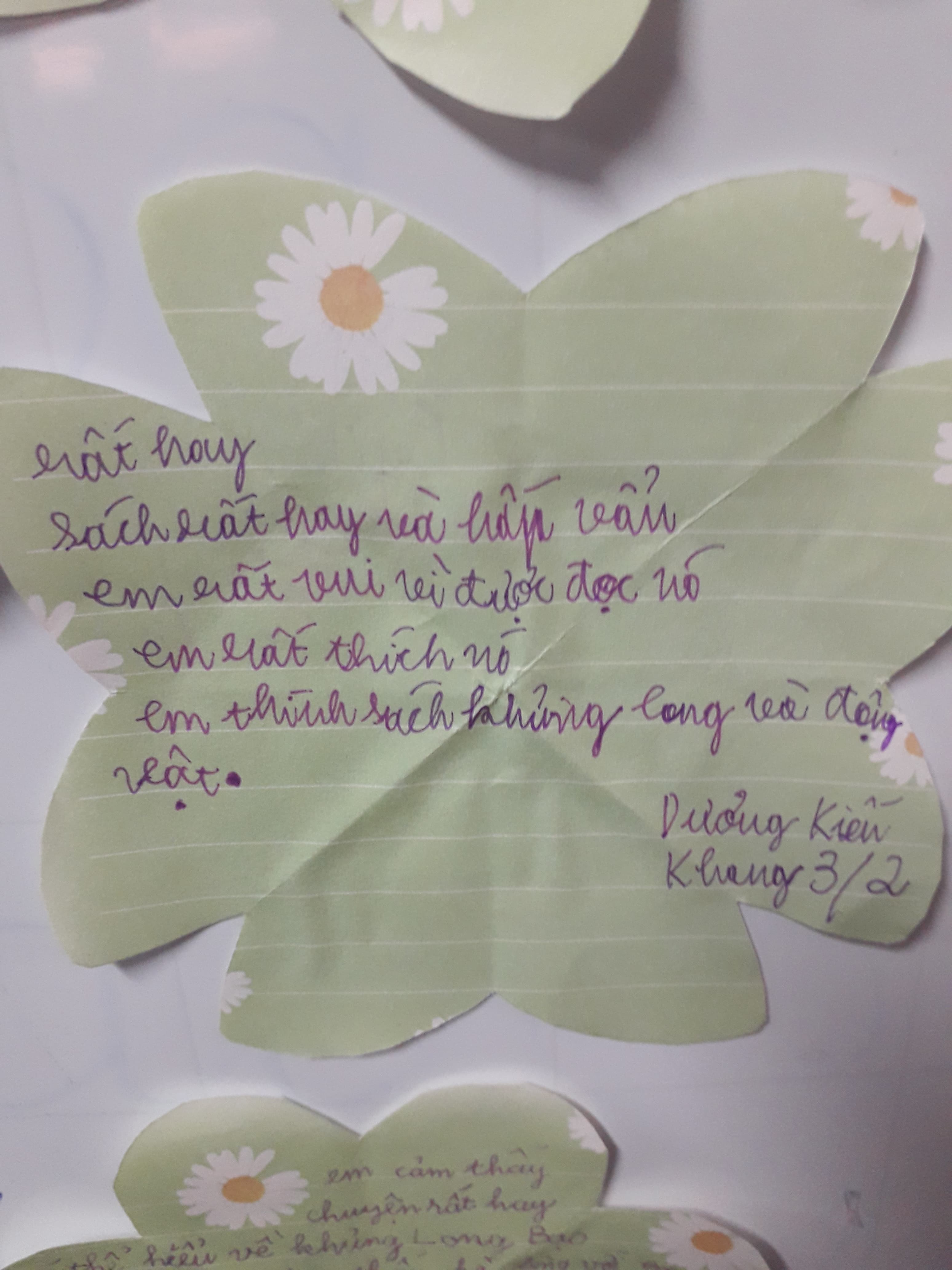 Student handwritten reflection 7