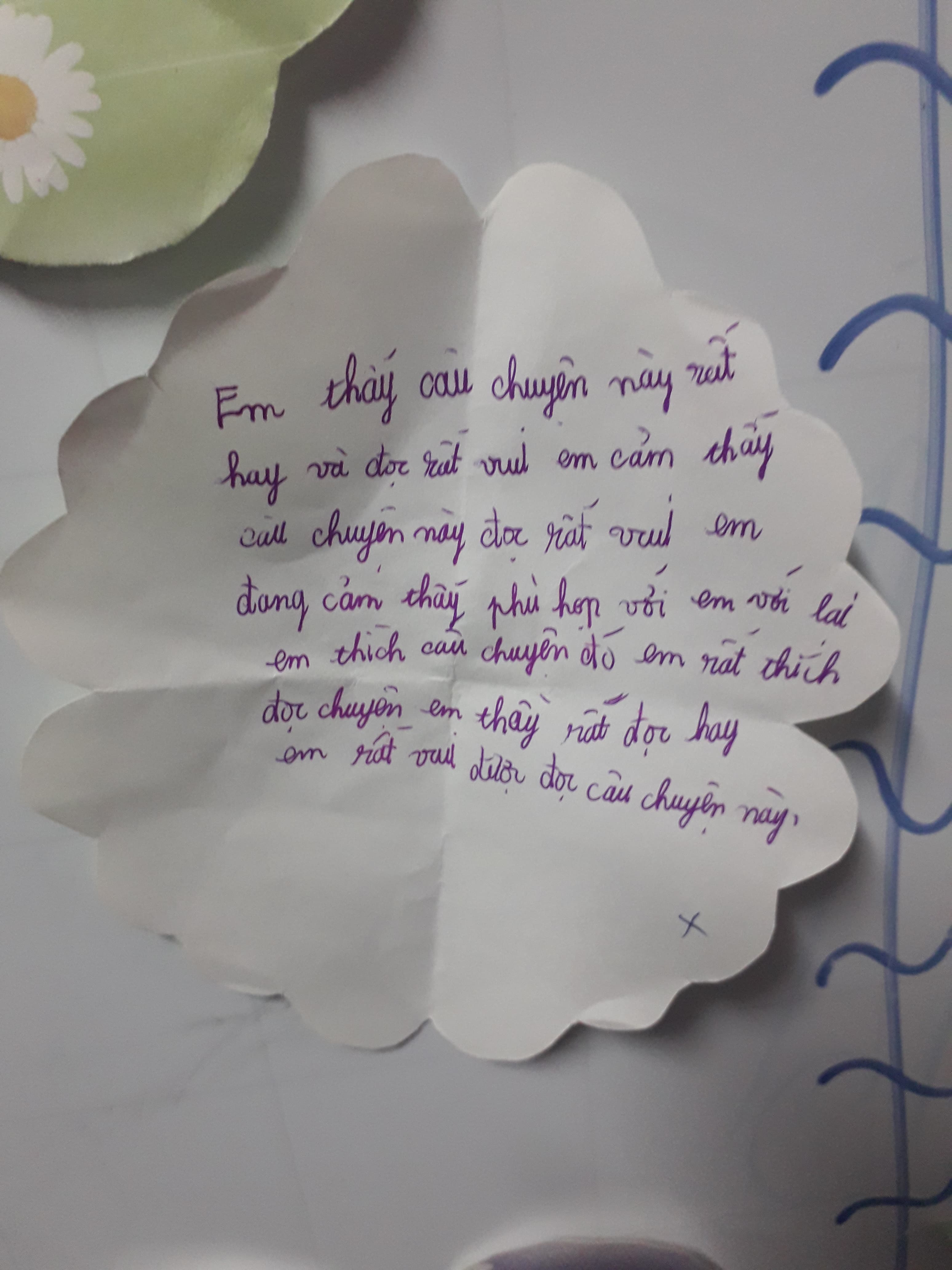 Student handwritten reflection 8