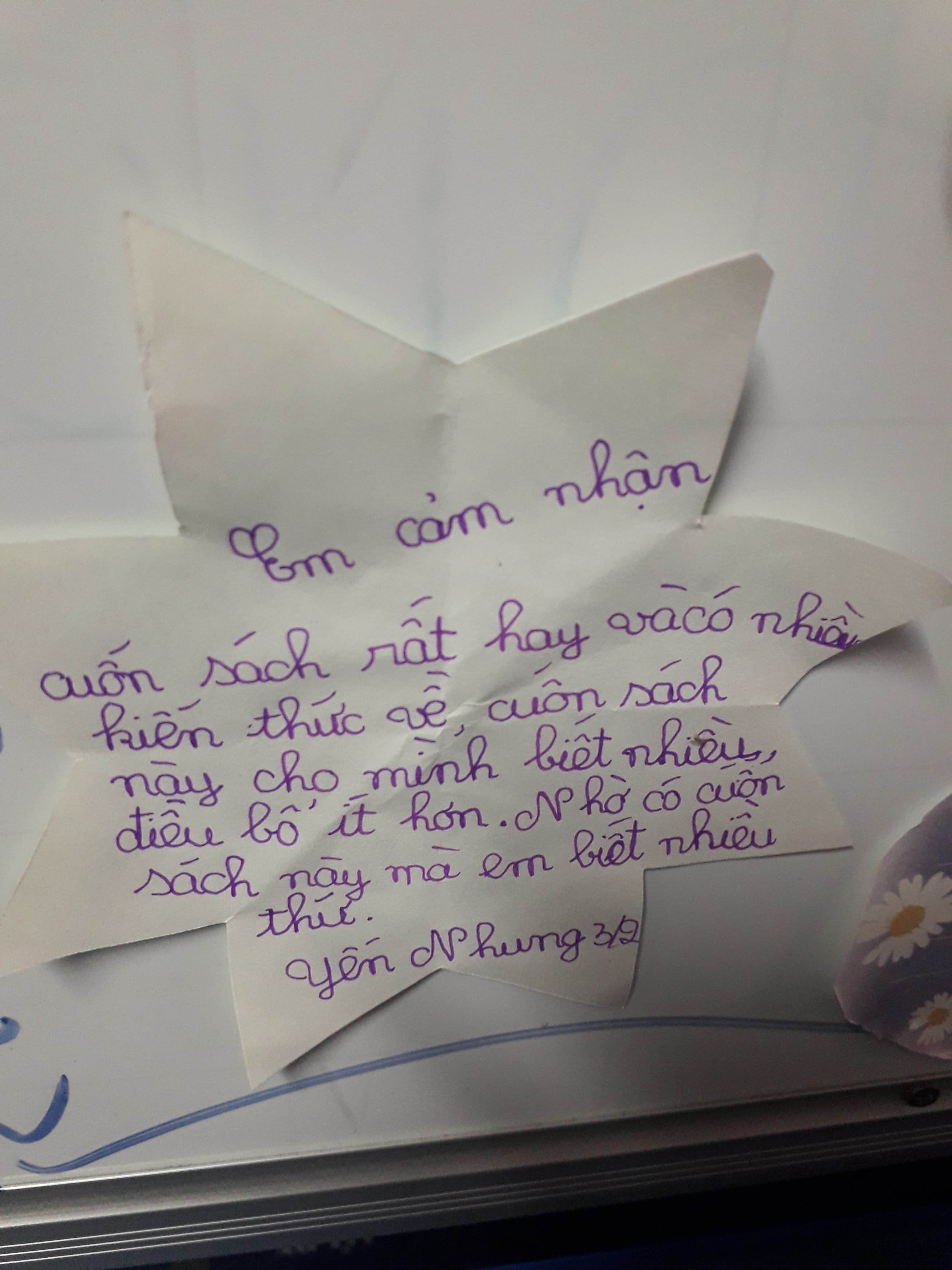 Student handwritten reflection 9