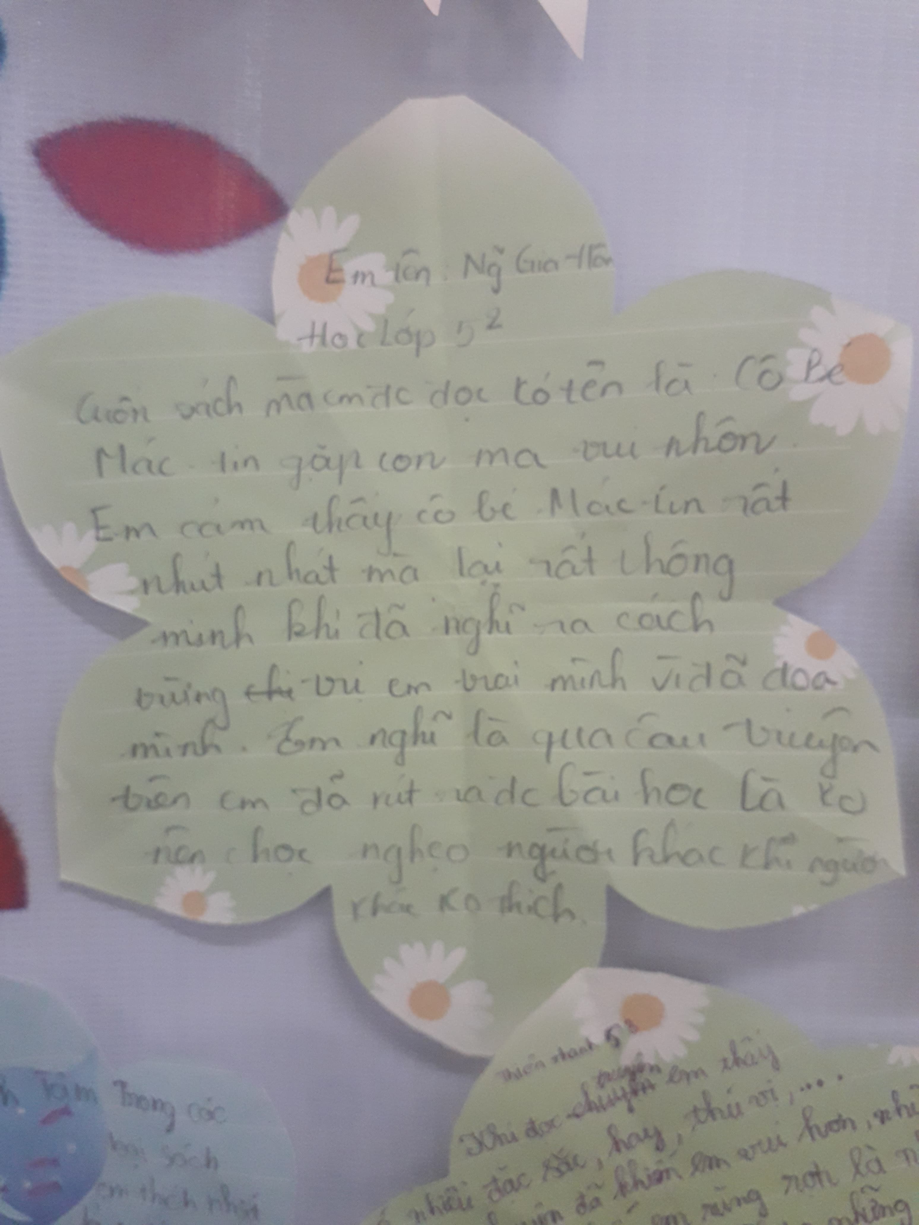 Student handwritten reflection 12
