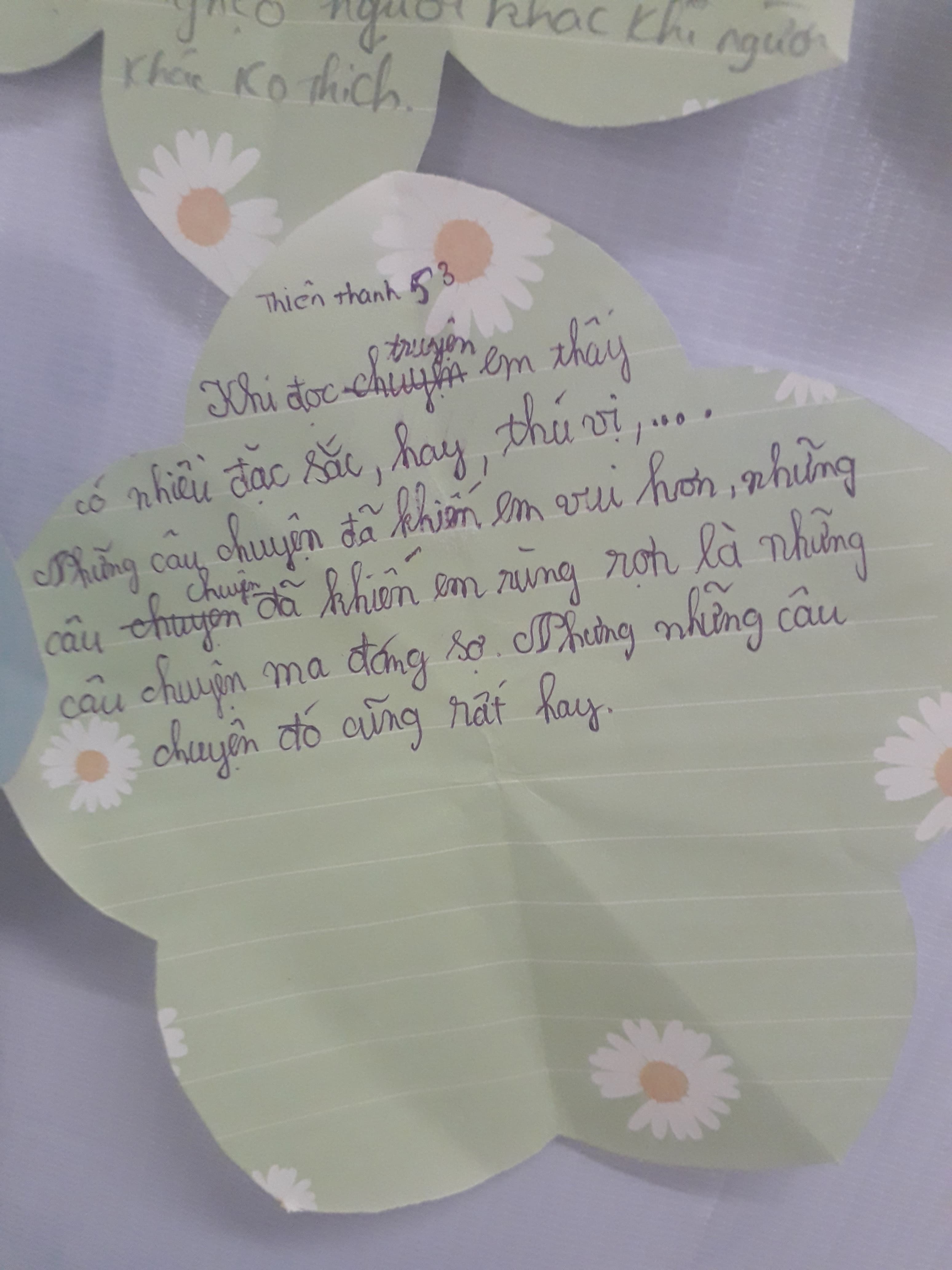 Student handwritten reflection 14