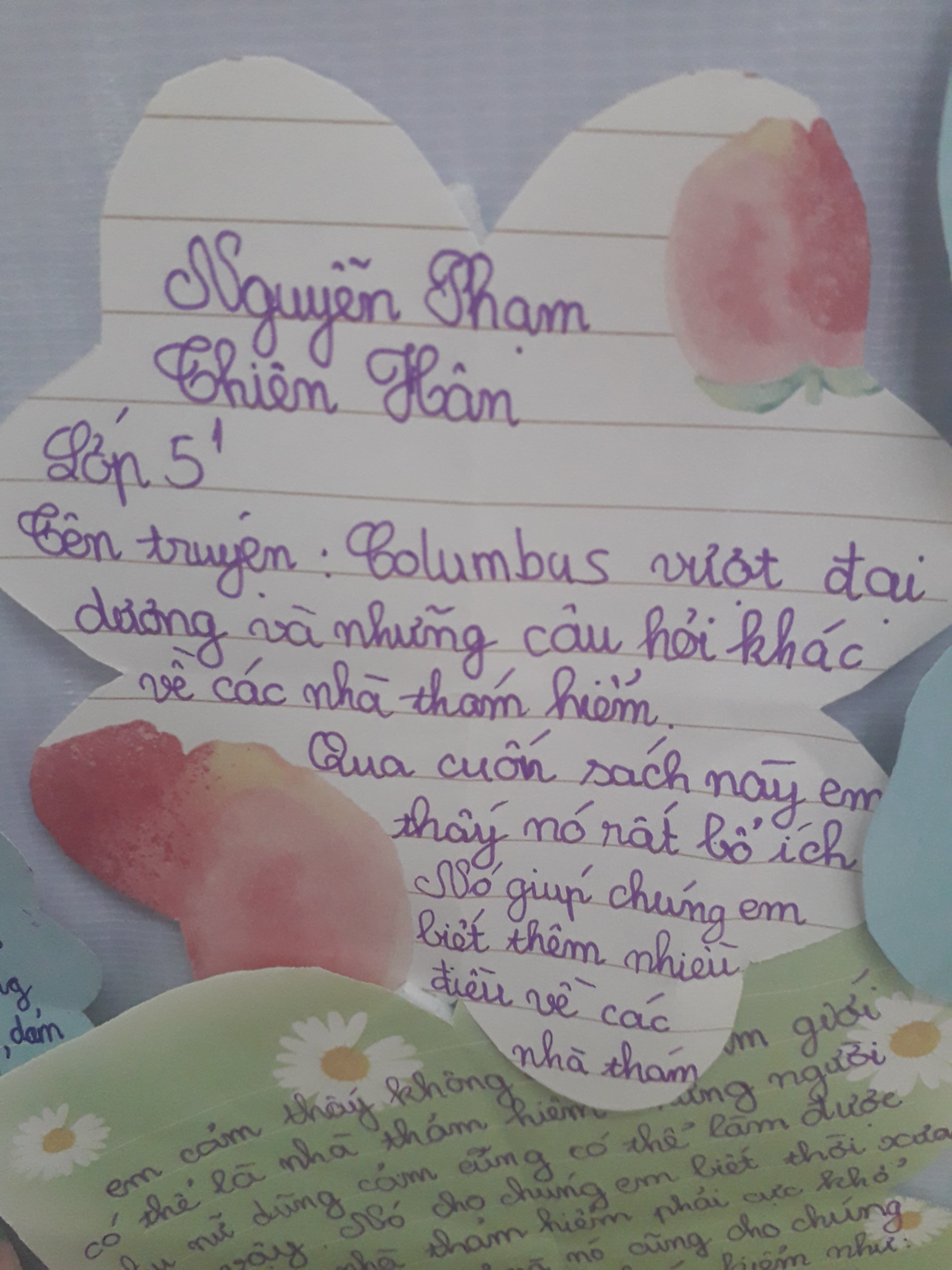 Student handwritten reflection 18