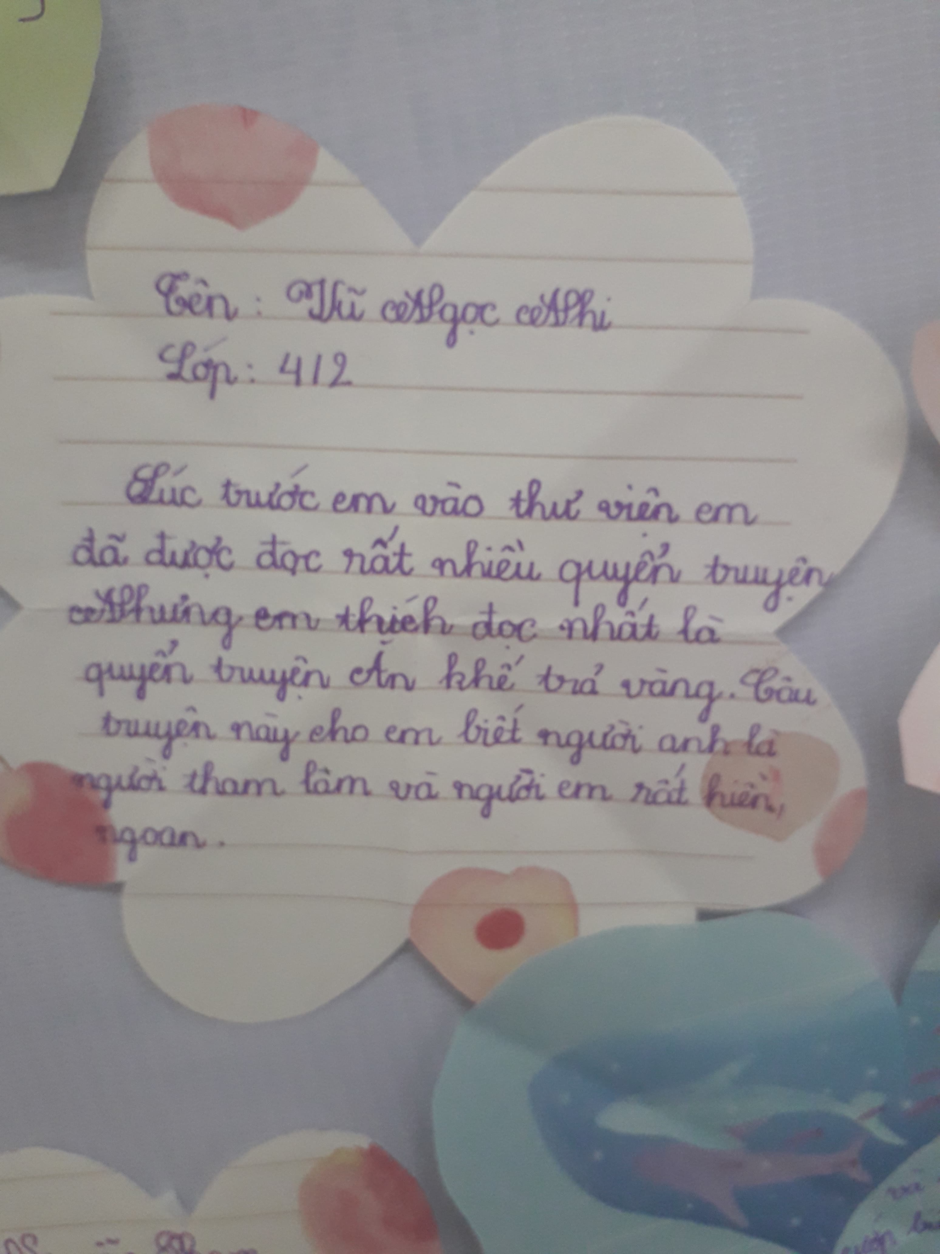 Student handwritten reflection 19