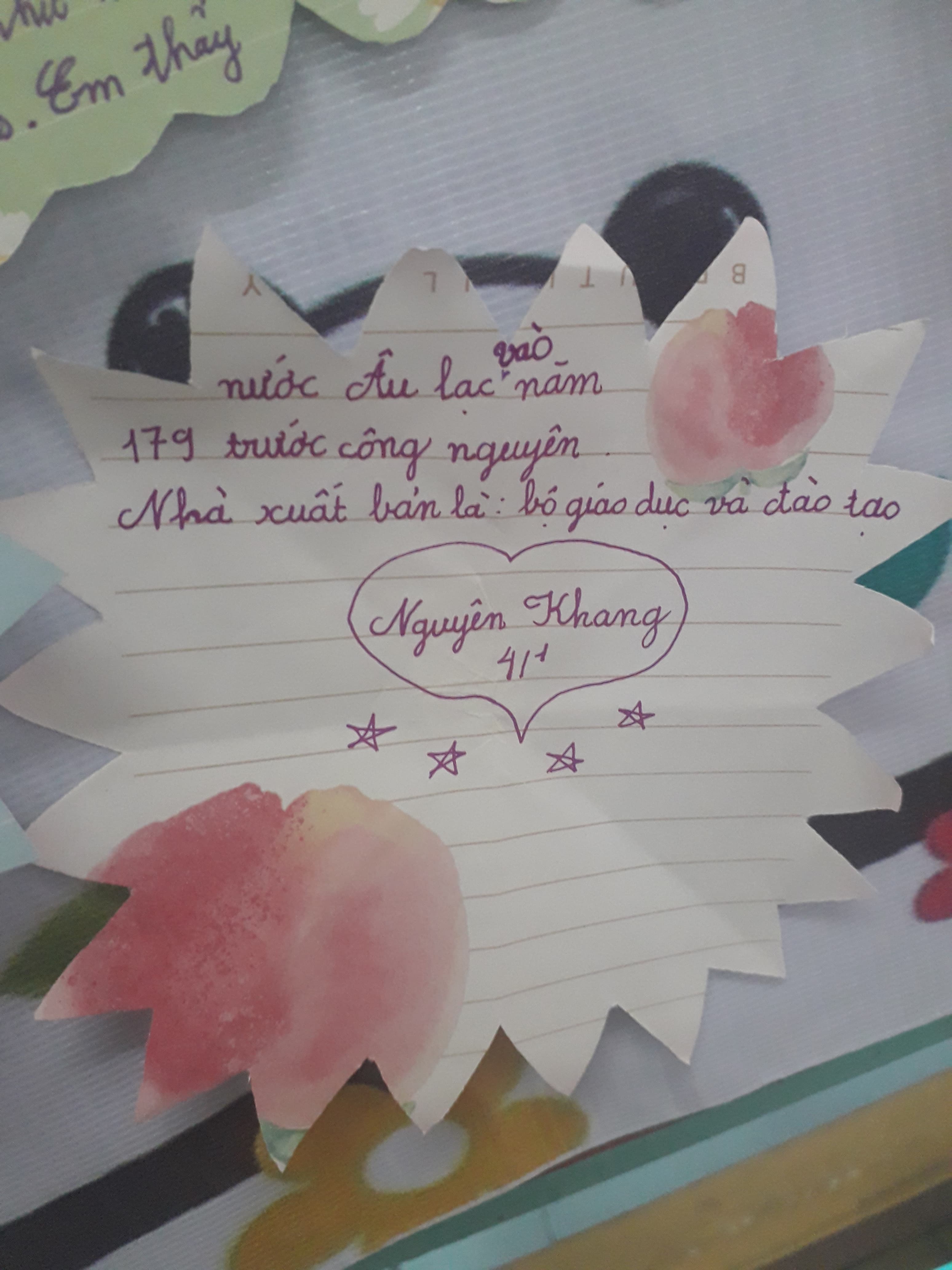 Student handwritten reflection 27