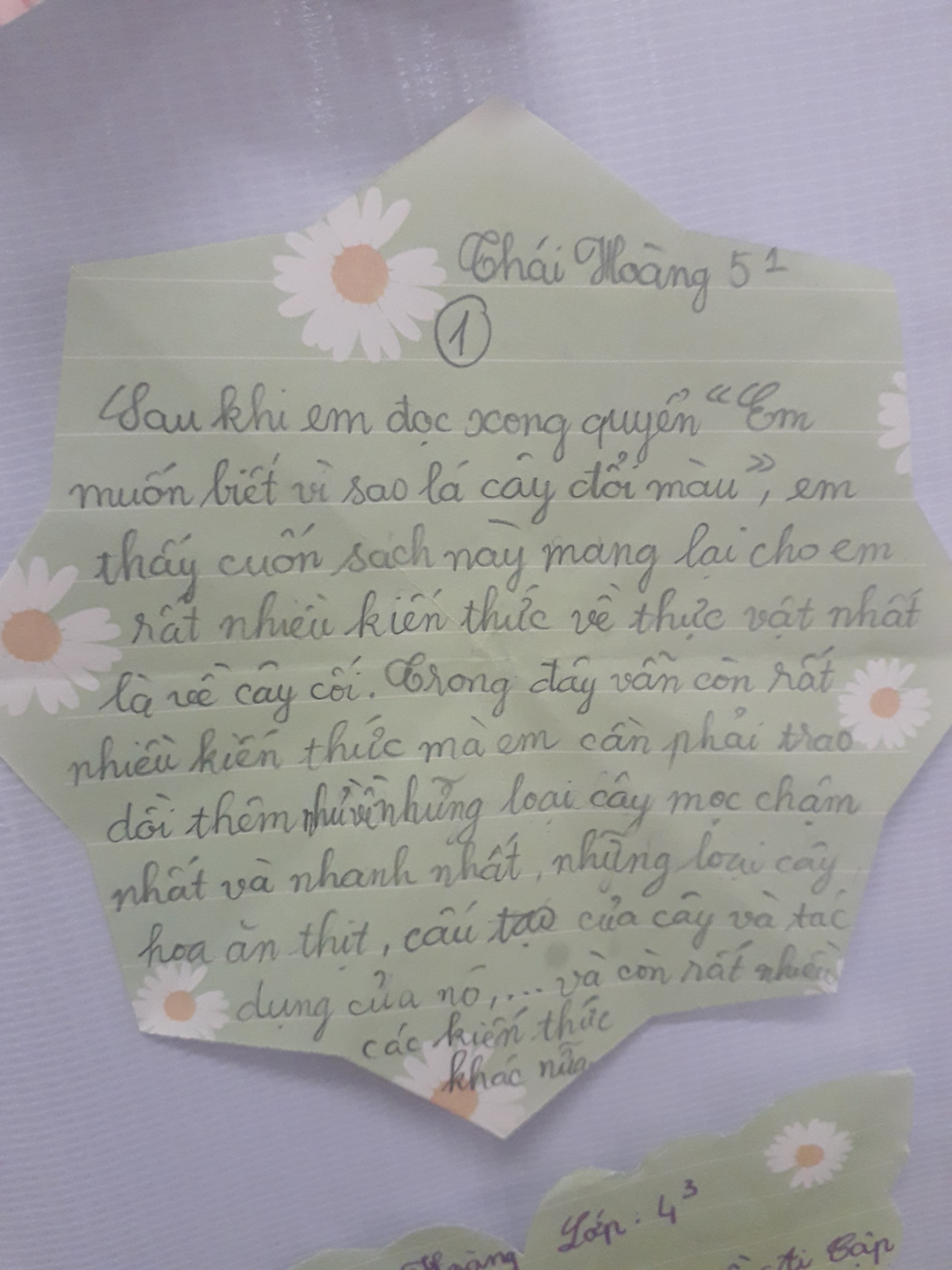 Student handwritten reflection 28