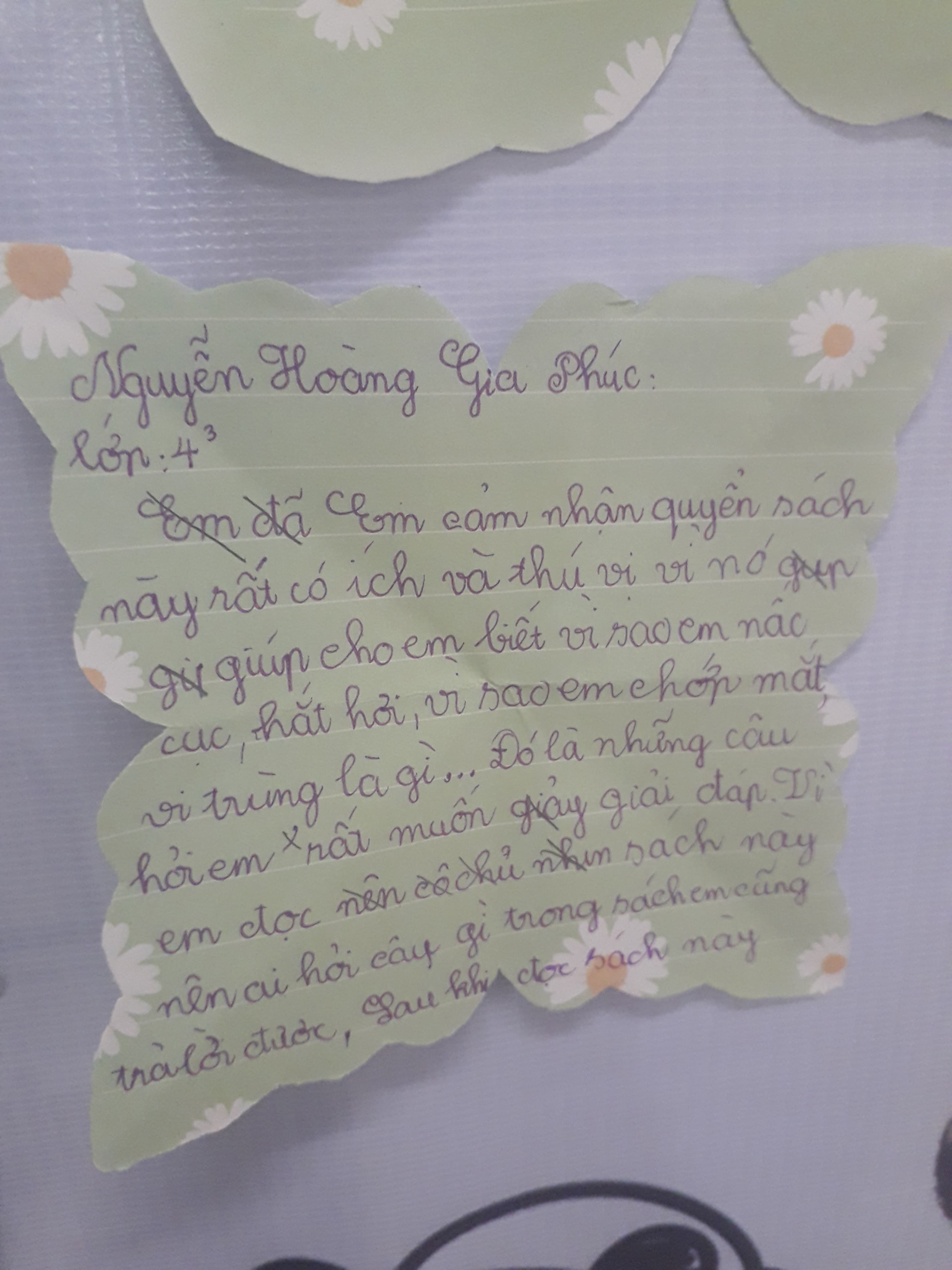 Student handwritten reflection 29