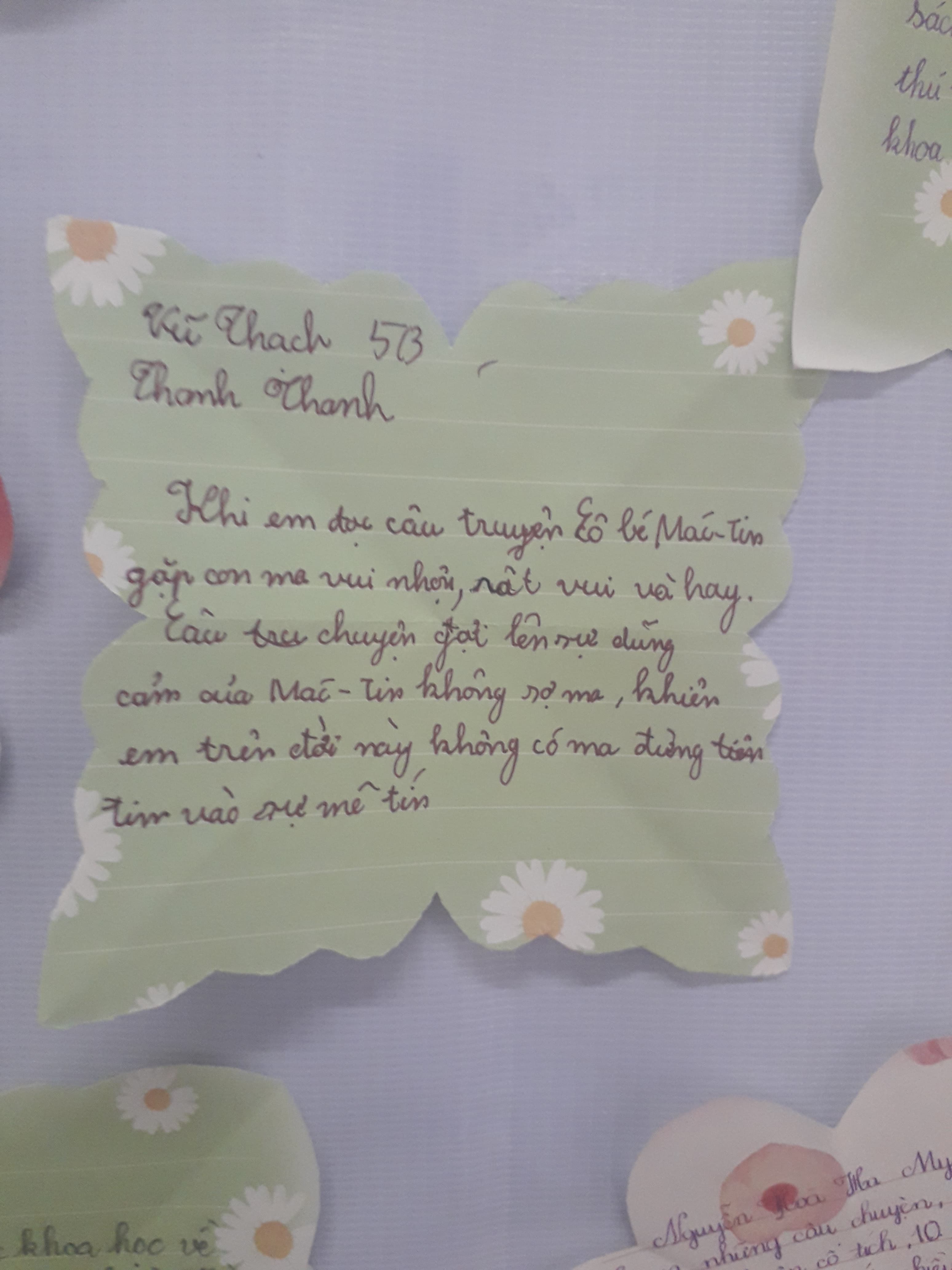 Student handwritten reflection 33