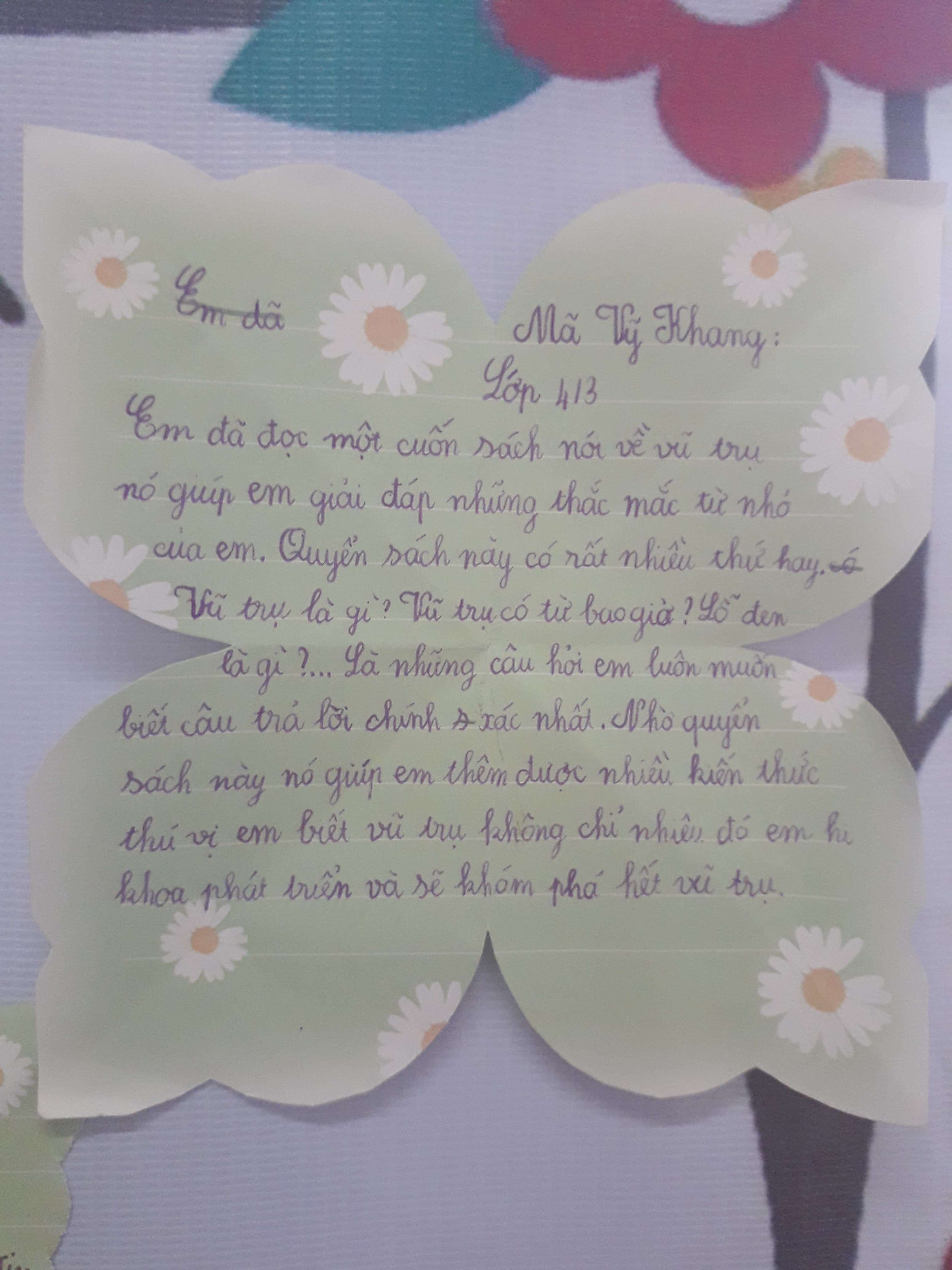 Student handwritten reflection 34