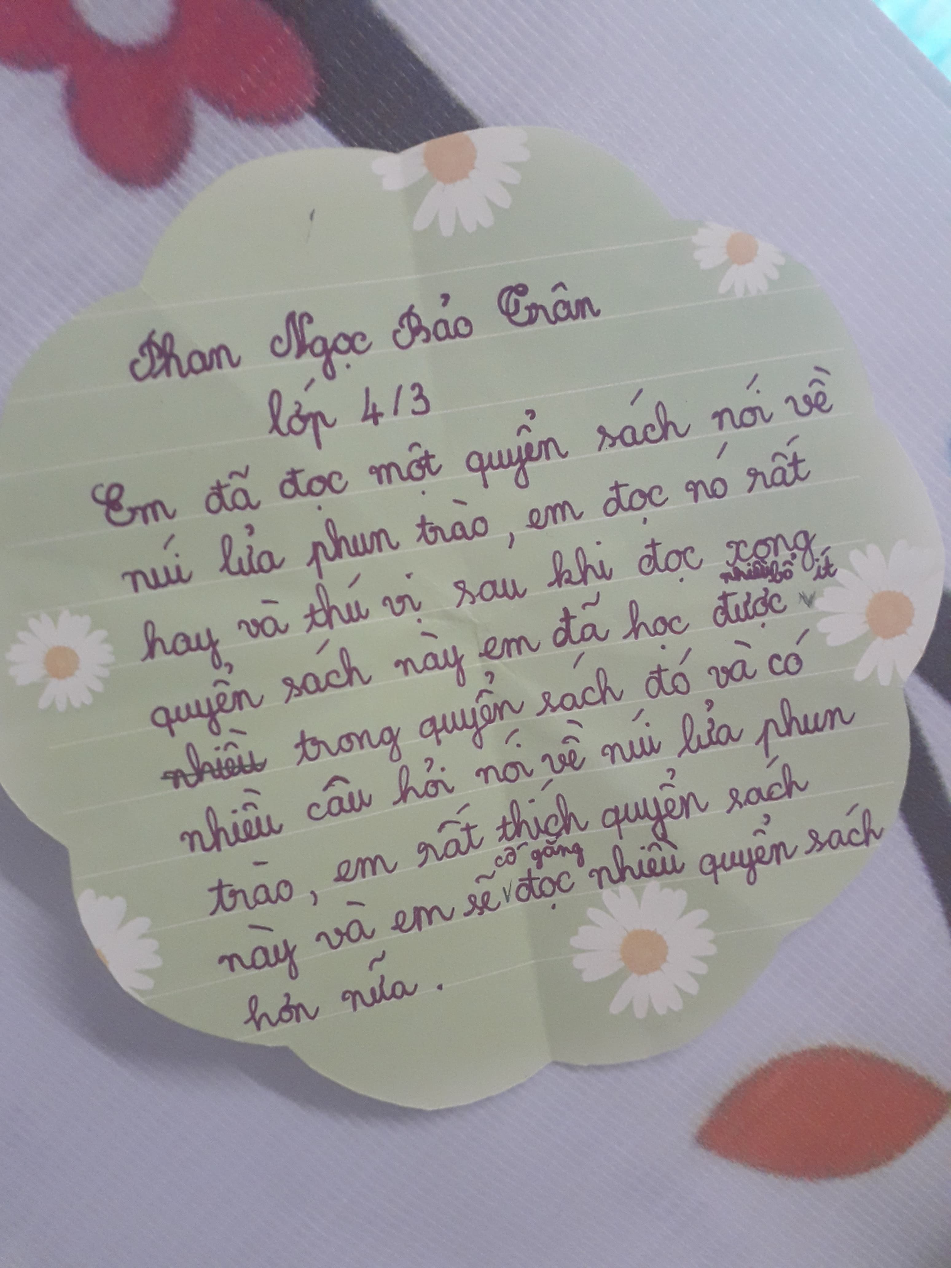 Student handwritten reflection 35