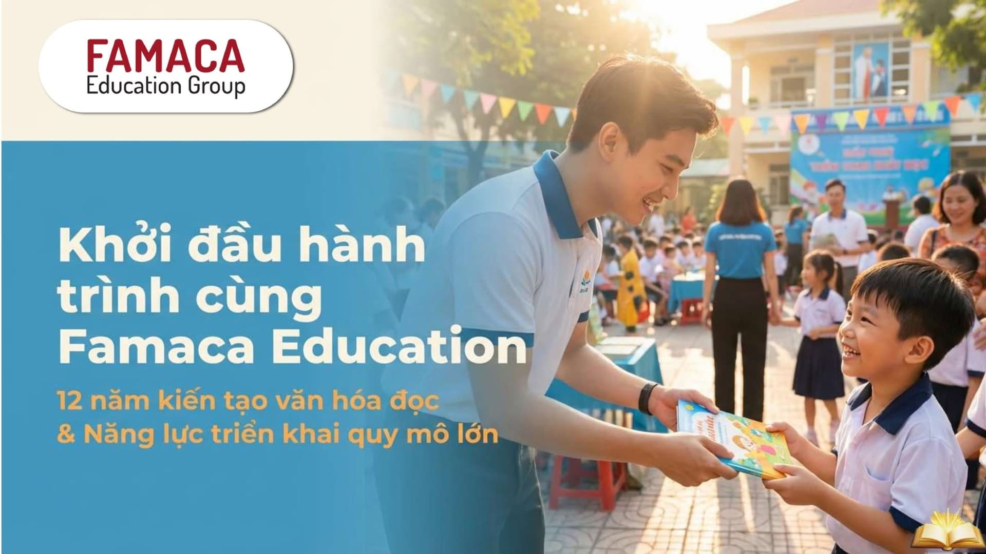 Sinh viên cộng tác viên FAMACA trong hoạt động Ngày hội đọc sách tại trường học